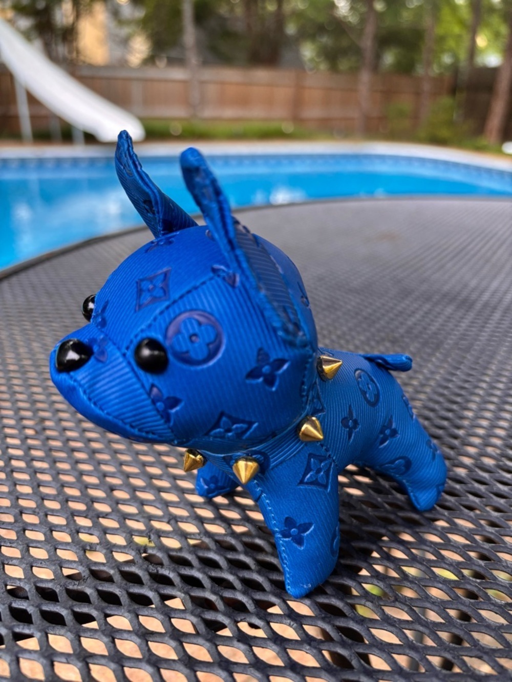 Key Fob/Bag Charm, Adorable Blue Bulldog With Spiked Collar NWOT - Picture 2 of 6